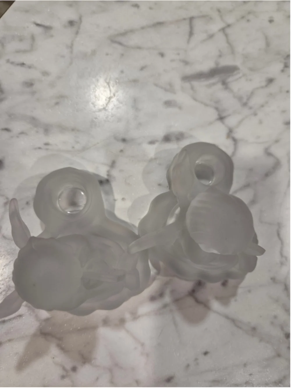 Unbranded Frosted Glass Angel Candle Holders Set One Size Clear